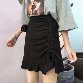 Chân váy len ngắn đuôi cá rút dây