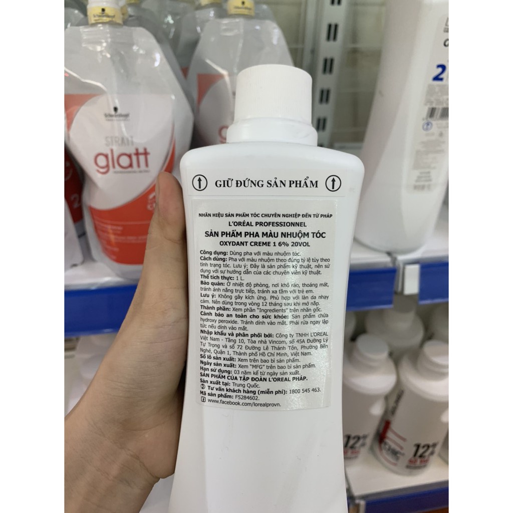 Oxy Loreal Trợ Nhuộm Tẩy Mở Biểu Bì Tóc Oxydant Creme 1000ml