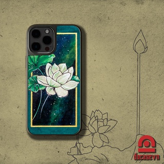 Ốp da Đỏ Case - Mẫu Sen Trắng - Ốp iphone/samsung - Docase.vn