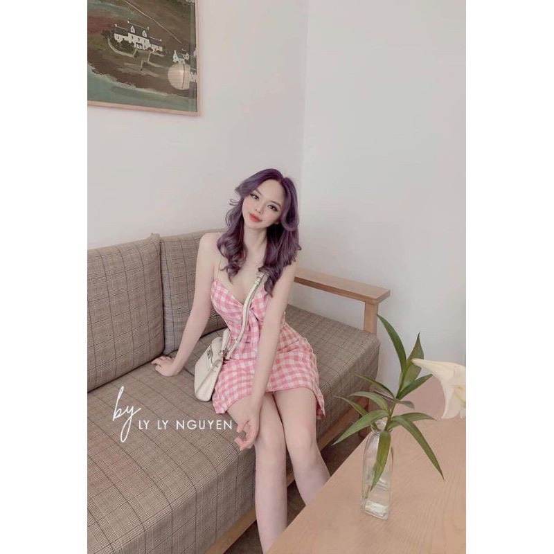 TT 17 - đầm Caro Hồng, chất kate xịn. thiết kế thời trang 2022 | BigBuy360 - bigbuy360.vn