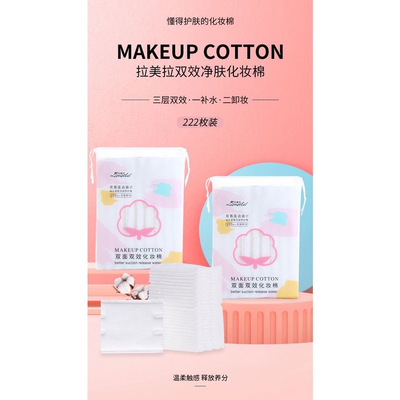 Bông Tẩy Trang 222 Miếng Lameila Bông Cotton Mềm Mịn Auth Nội Địa