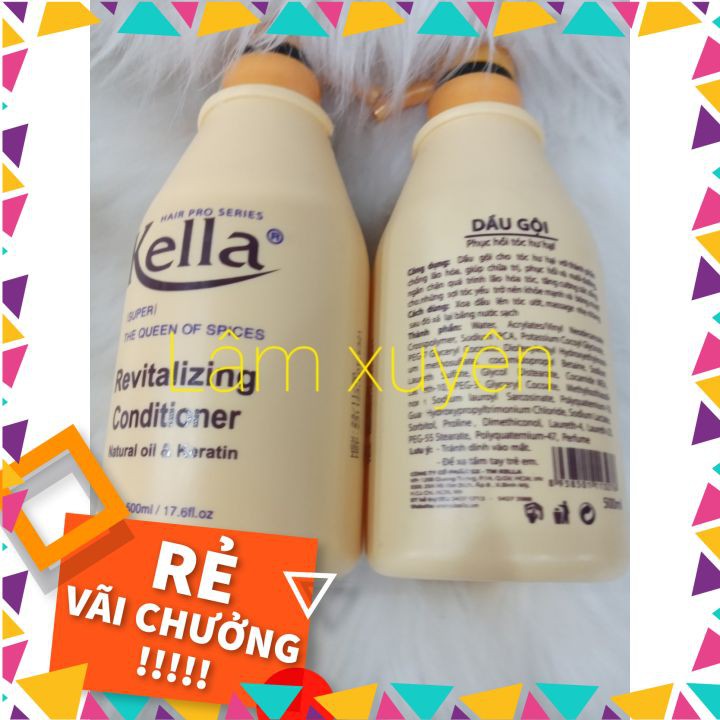 🍓FREESHIP😍Dầu gội xả Kella vàng phục hồi tóc hư 500ml chính hãng 100% giữ màu siêu thơm mềm mượt phủ lụa tóc đã uốn duỗi