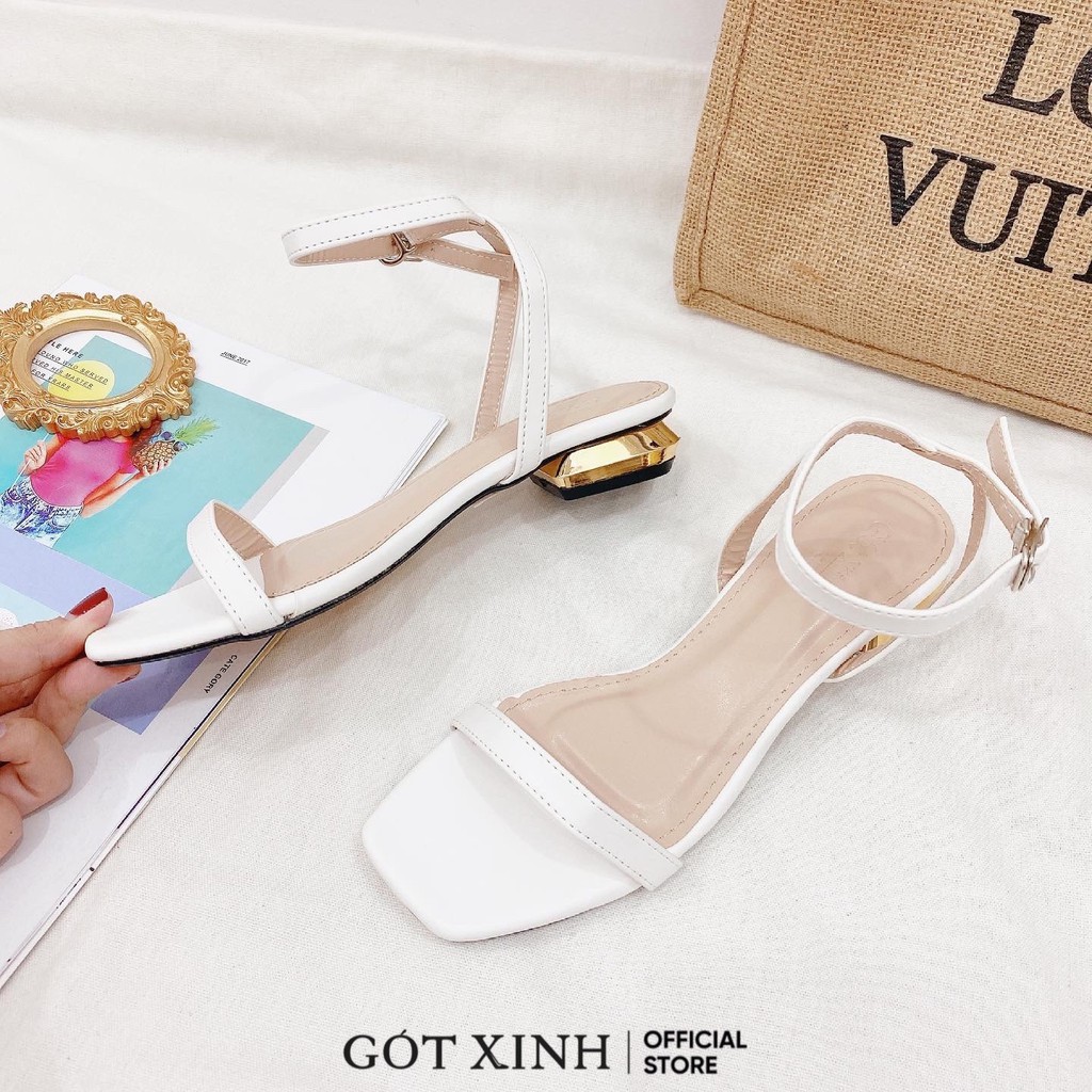 Giày sandal nữ GÓT XINH SD2 da mềm trụ vuông đế cao 3cm