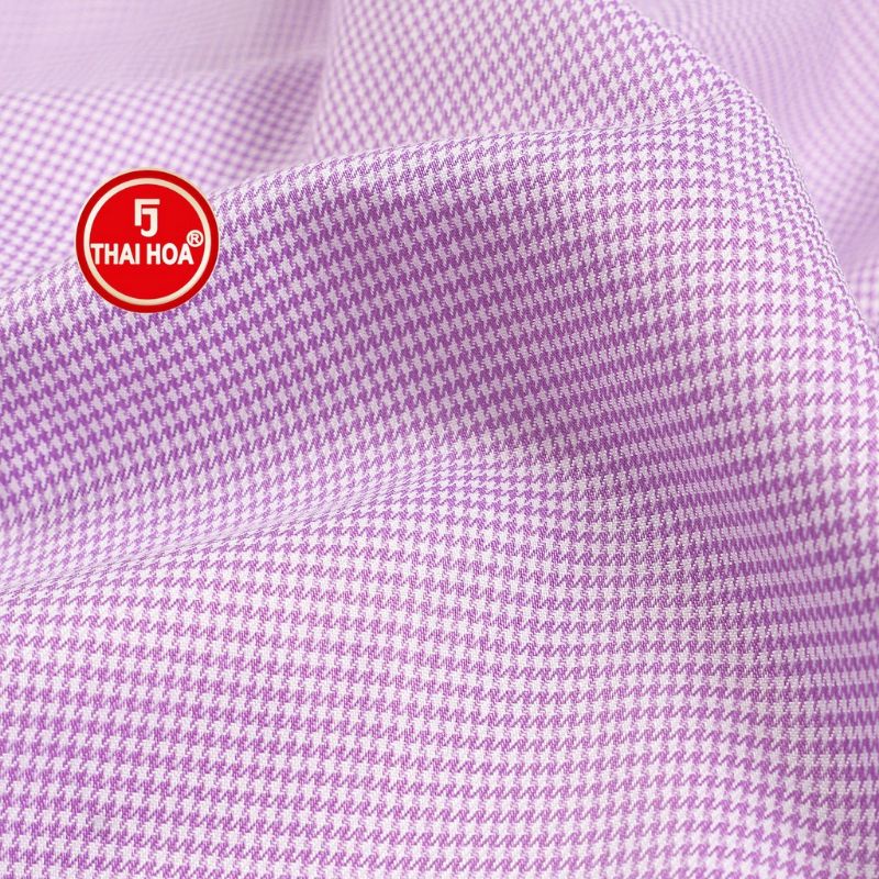 Áo sơ mi nữ Thái Hoà 65-05-01 màu tím vải sợi tre pha caro nhuyễn