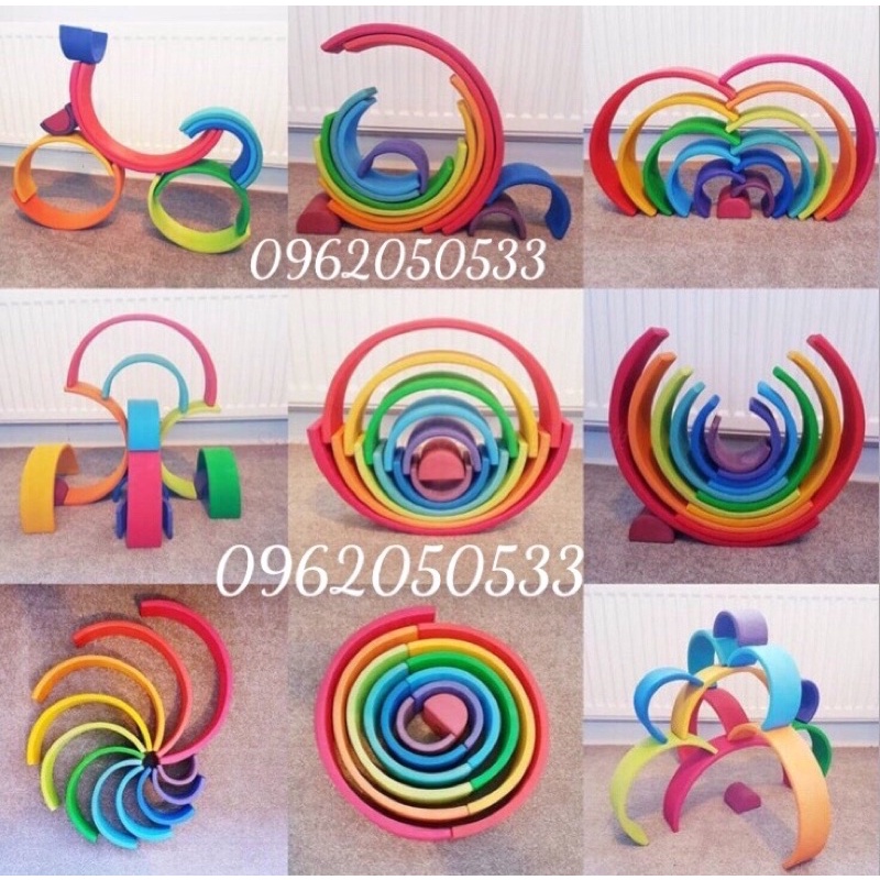 Đồ chơi cầu vồng 12 chi tiết chuẩn montessori (có ảnh thật ), giáo cụ montessori