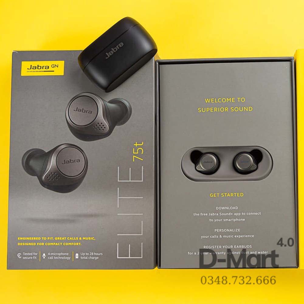 Tai Nghe Bluetooth True Wireless JABRA Elite 75T Wireless Charging Sạc Không Dây [ BẢO HÀNH 6 THÁNG] - Dmart4.0