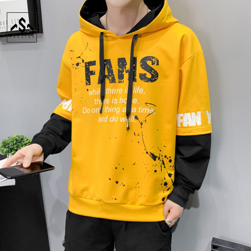 Bộ nỉ nam nữ thu đông STYLE MARVEN áo hoodie chữ FANS phối quần jogger GHEP TOP 175 + JOGGER 75