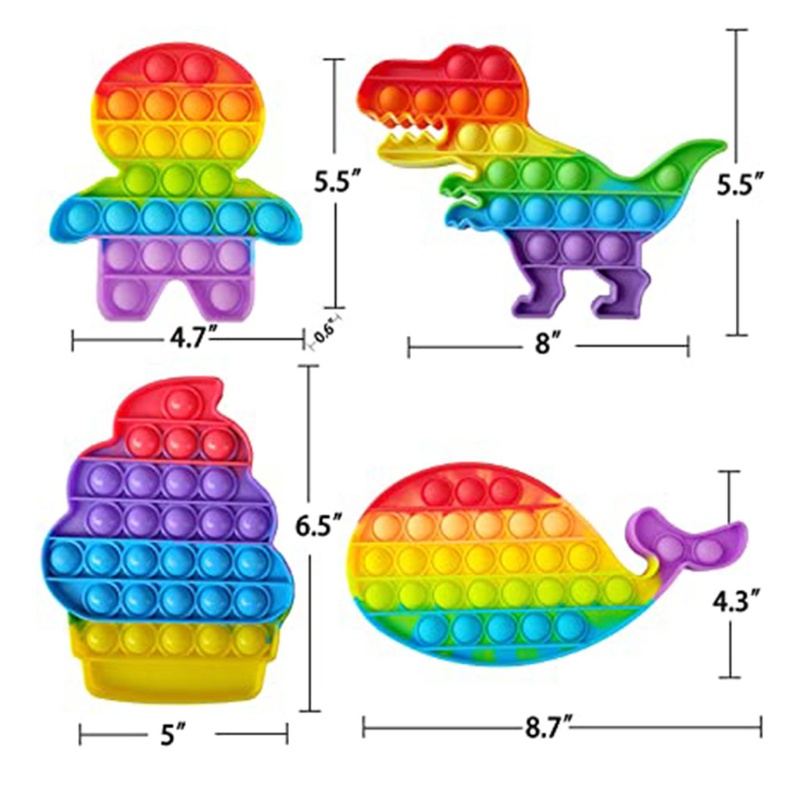 Wmmb Đồ Chơi Bảng Nén Bong Bóng Bằng Silicon Mềm Màu Cầu Vồng Giảm Căng Thẳng Cho Bữa Tiệc Popper