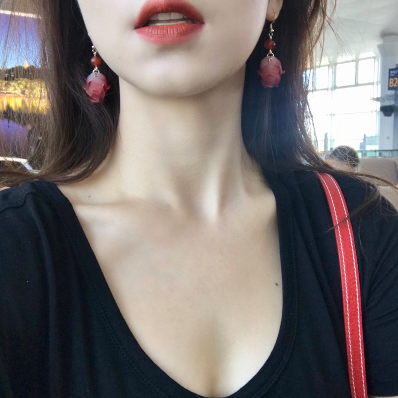 Khuyên Tai Tua Rua Hình Hoa Bằng Nhựa Acrylic Phong Cách Hàn Quốc Cho Nữ