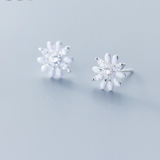 Khuyên tai bạc Ý s925 hoa đồng tiền G1891 - AROCH Jewelry