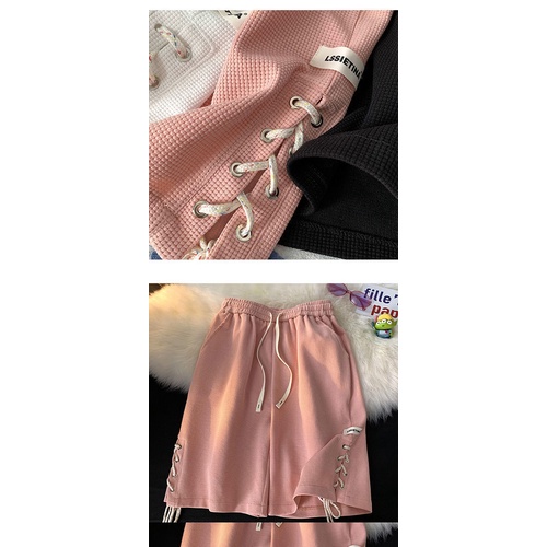 Quần Short Thể Thao Ống Rộng Lưng Cao Buộc Dây Thời Trang Mùa Hè Cho Nữ