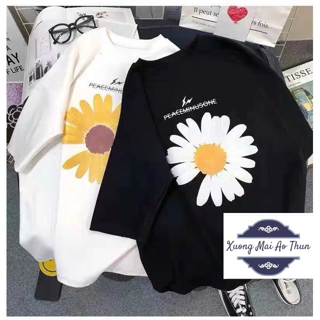 Áo phông form rộng tay lỡ unisex - hoa cúc chi - Sỉ số lượng lớn