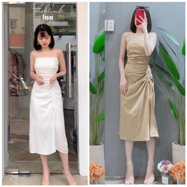 [VIDEO THẬT ] ĐẦM MIDI RÚT HÔNG KÈM 2 MÀU SIÊU SANG 🌸HÀNG SẴN