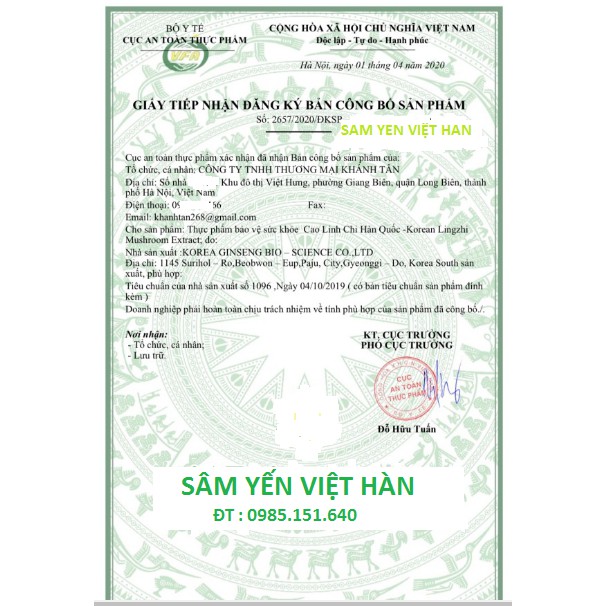 CAO LINH CHI HÀN QUỐC - HỘP 3 LỌ X 120G