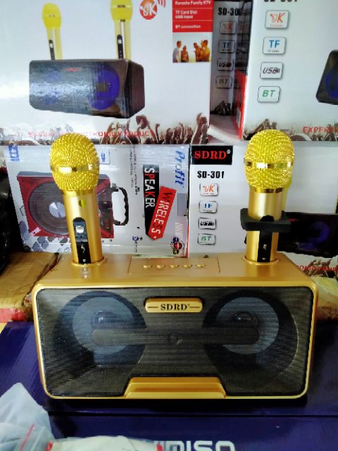 LOA _301-305_ BLUETOOTH KÈM 2 MIC HÁT KARAOKE(Tặng giá đỡ điện thoại)