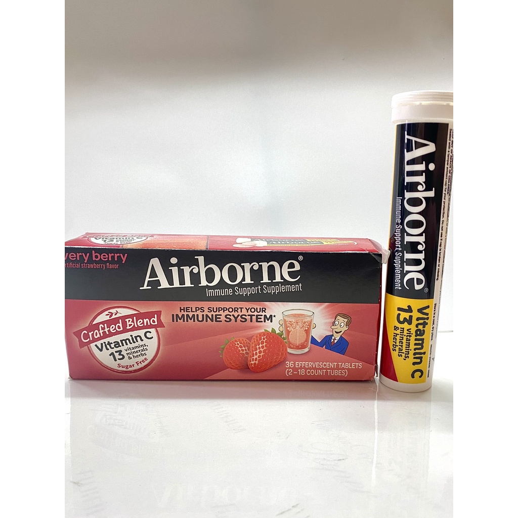 Airborne viên sủi bổ sung Vitamin C và 13 khoáng chất khác vị cam & dâu date 2023