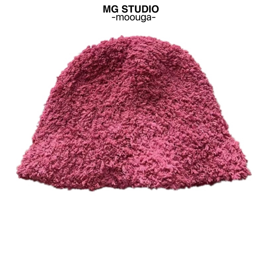 Mũ xô MG STUDIO dệt kim vải nhung san hô 4 màu tùy chọn