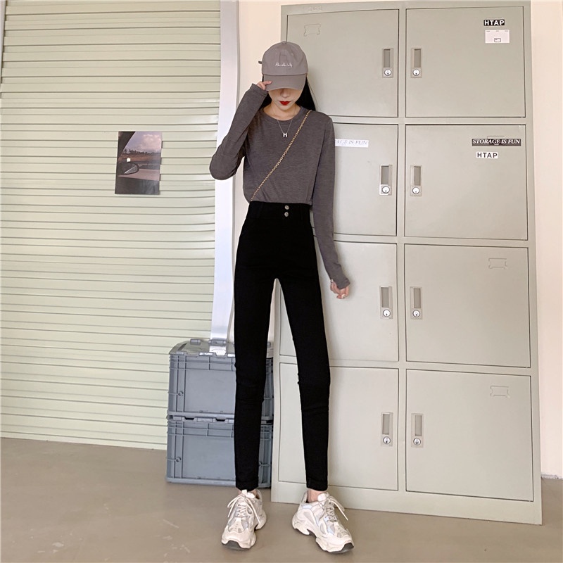 SUXI MỚI Quần dài lưng cao dáng ôm cho nữ