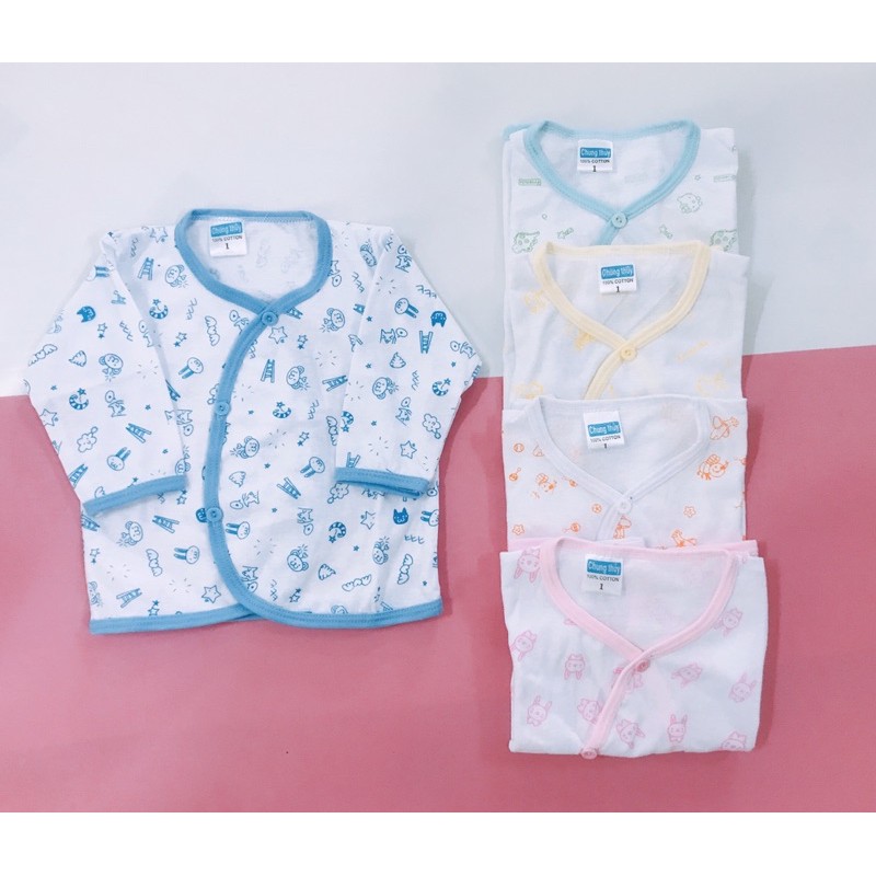 Áo sơ sinh tay dài 100% cotton mịn mát in hình đáng yêu thương hiệu Chung thuỷ