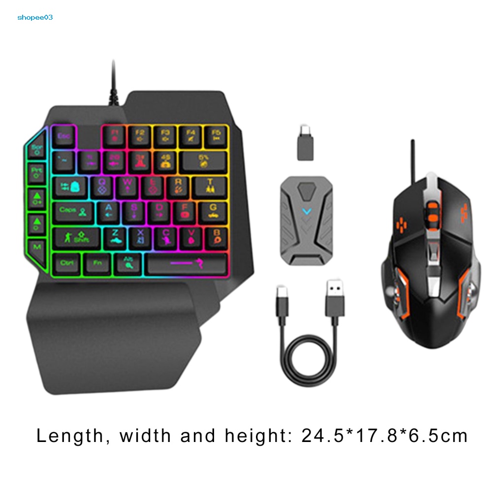 1 Bộ Bàn Phím + Chuột + Bộ Điều Khiển Chơi Game Mini Một Tay Cầm Nhạy Cảm