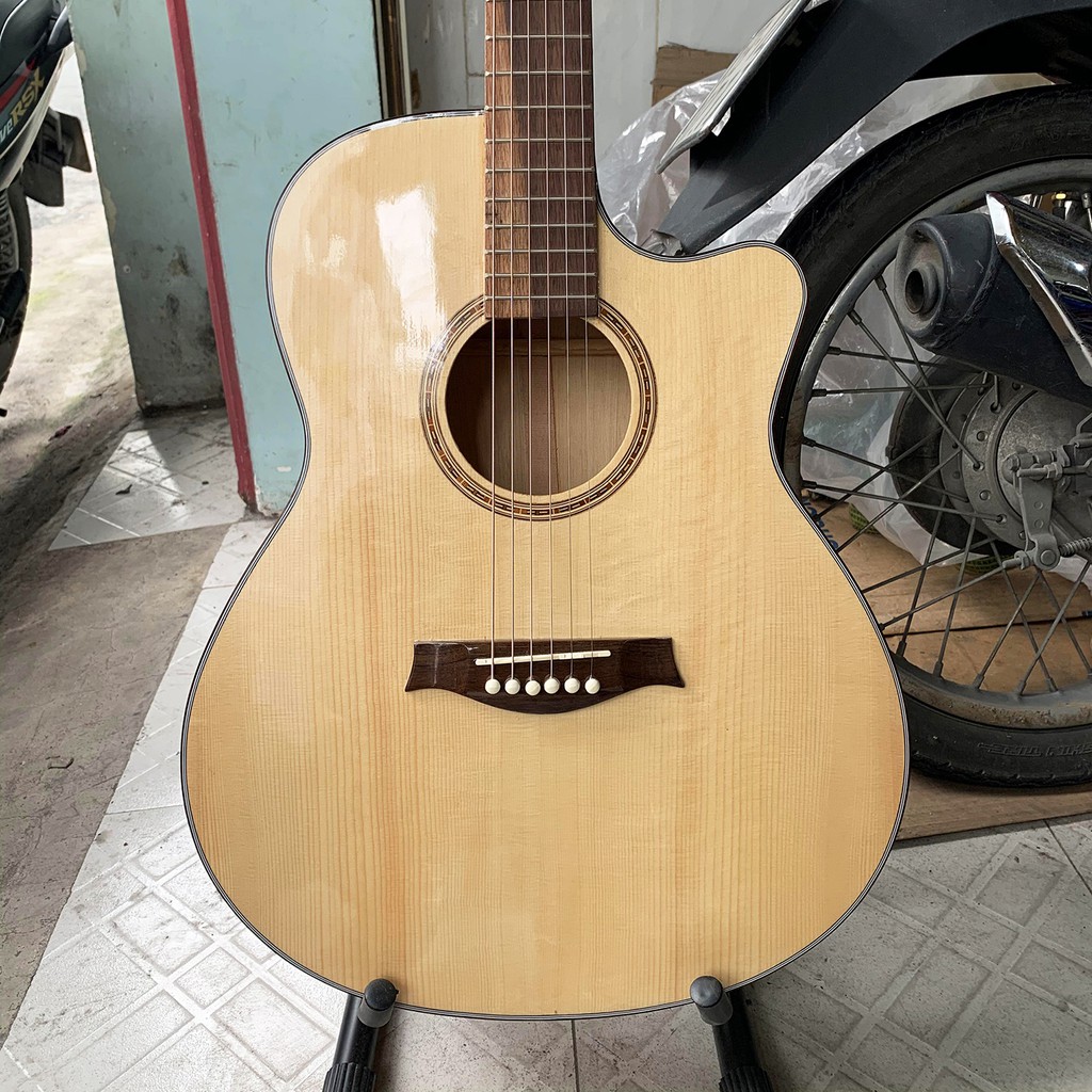 Đàn Guitar Acoustic gỗ Ash nguyên tấm | có ty chỉnh cong cần | BH 12 tháng