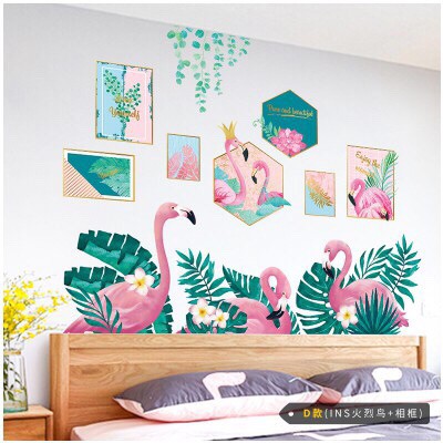 Combo 2 bức decal dán tường mẫu hồng hạc