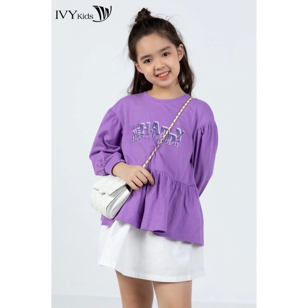 Áo thun bé gái dáng peplum Happy IVY moda MS 58G1401