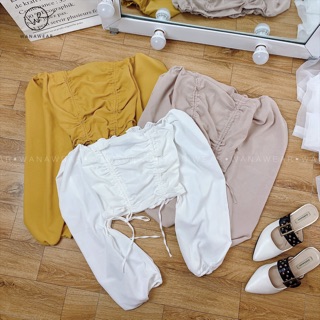 Áo croptop rút dây - nhiều màu