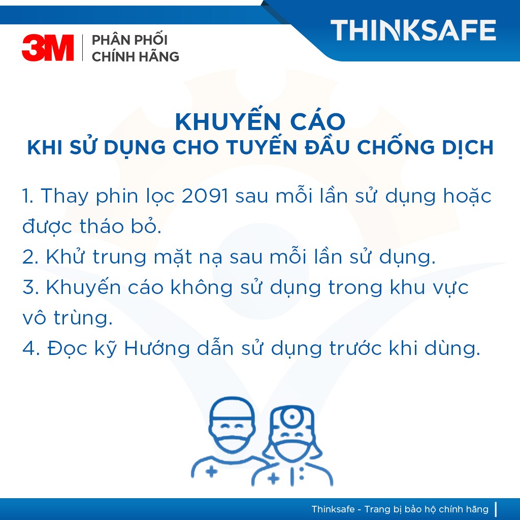 Mặt nạ phòng độc 3M Thinksafe, chuyên phòng dịch, chống giọt bắn, lọc bụi mịn pm2.5, khói hàn, xịt sơn - 3M 6200/2097