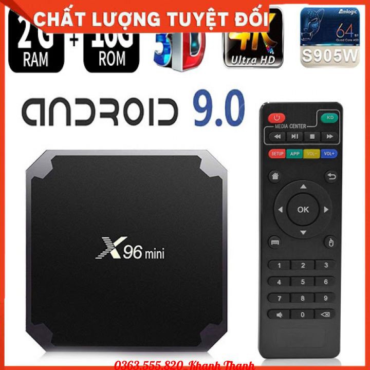 TV BOX X96 Mini (Amlogic S905W QuadCore/2G/16G) - X96 Mini Android TV Box RAM 2GB - ROM 16GB - Hệ Điều Hành Android 7.12