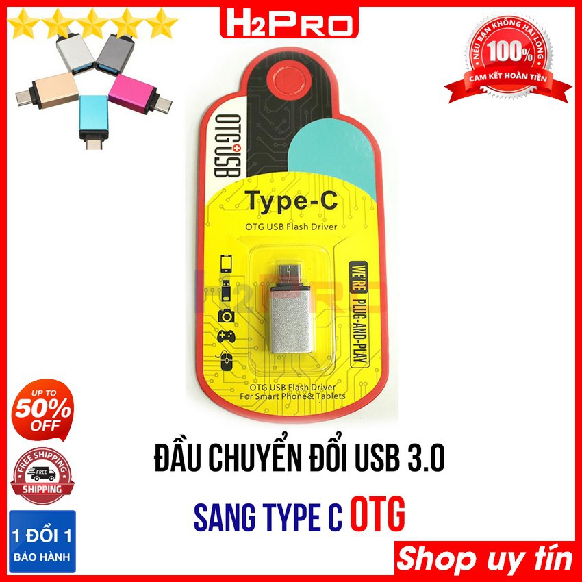 Đầu chuyển đổi usb 3.0 sang Type C-Micro USB OTG H2Pro chính hãng, đầu chuyển đổi usb 3.0 sang Type C-Micro USB cao cấp