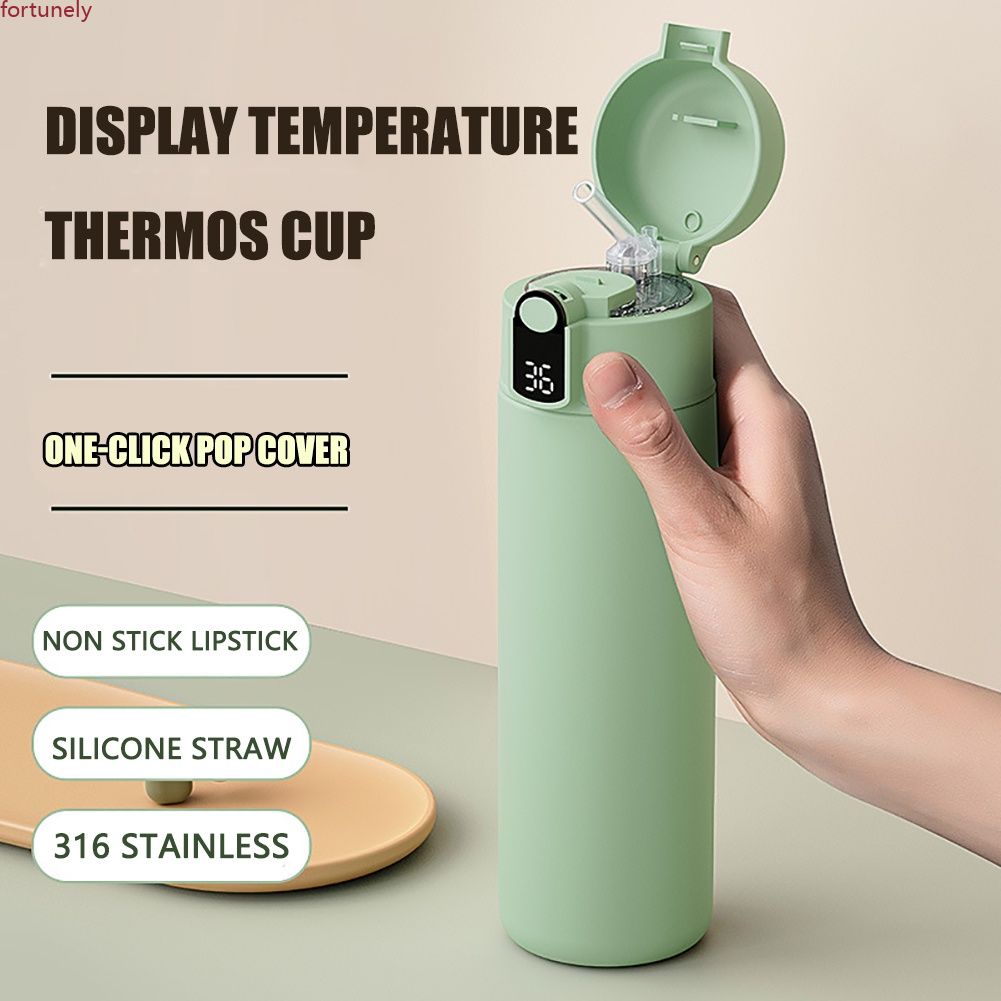 Smart LED Temperature Display Stainless Steel Color Keeps Temperature For Students And Men And Women Drinking Water