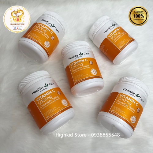 (Mẫu mới) Healthy Care Vitamin C Viên Nhai Ngậm 500mg 500 viên Úc