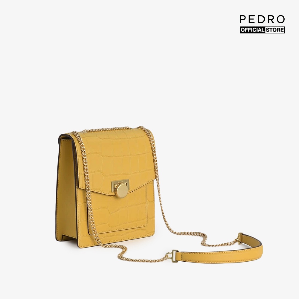 PEDRO - Túi đeo chéo nữ phom vuông Croc Effect Leather Shoulder PW2-76610043-23