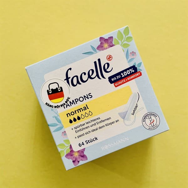*Bán lẻ 5pcs* Băng vệ sinh Tampons Facelle normal 3 giọt - Băng vệ sinh dạng nút - Chính Hãng Nội Địa Đức