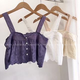 Áo 2 dây croptop đũi