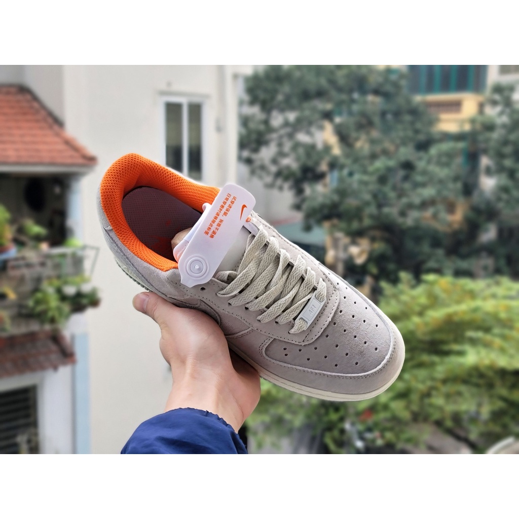 Giày Thể Thao Air Force 1 (Af1) Xám Lót Cam Cao Cấp Fullbox