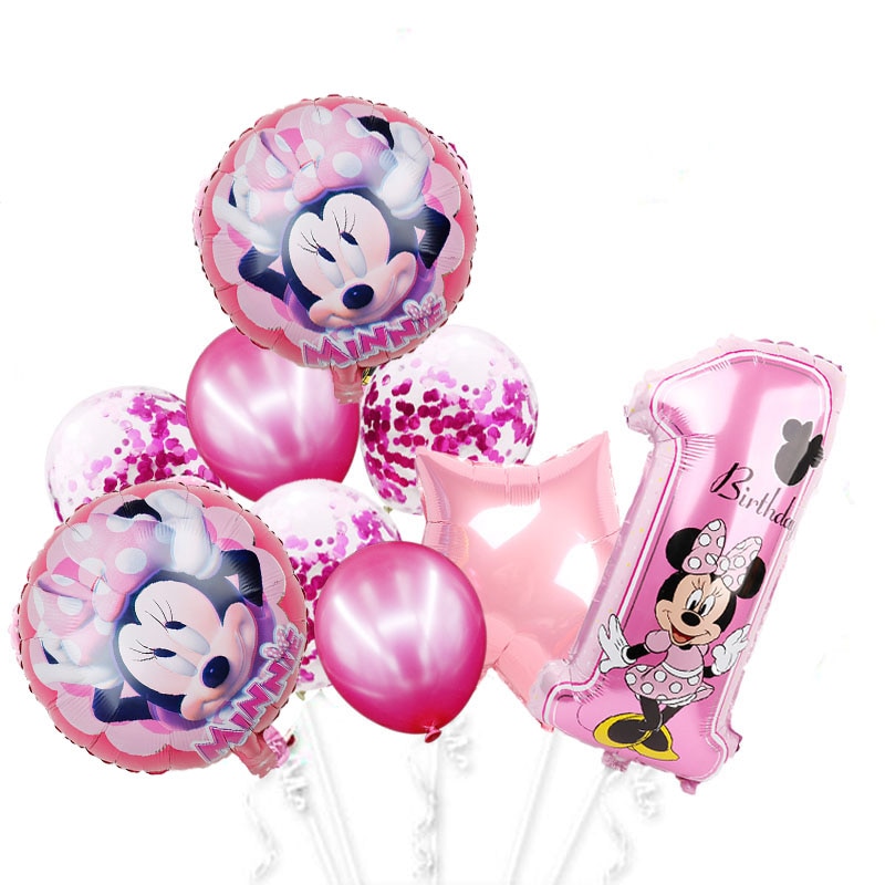Set Bong Bóng Tráng Nhôm Hình Chuột Mickey 1 Tuổi Đáng Yêu Cho Bé
