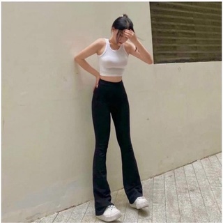 Quần ống loe cạp cao legging dáng dài
