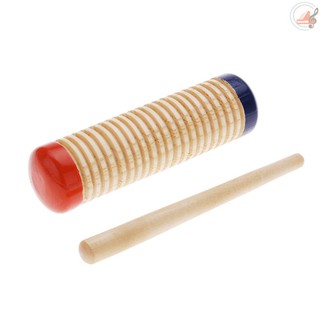 H&Y Wooden Guiro Shaker Baby Kid Child Early Educational Musical Instrument Rhythm Beats Toy Tool Percussion with Mallet