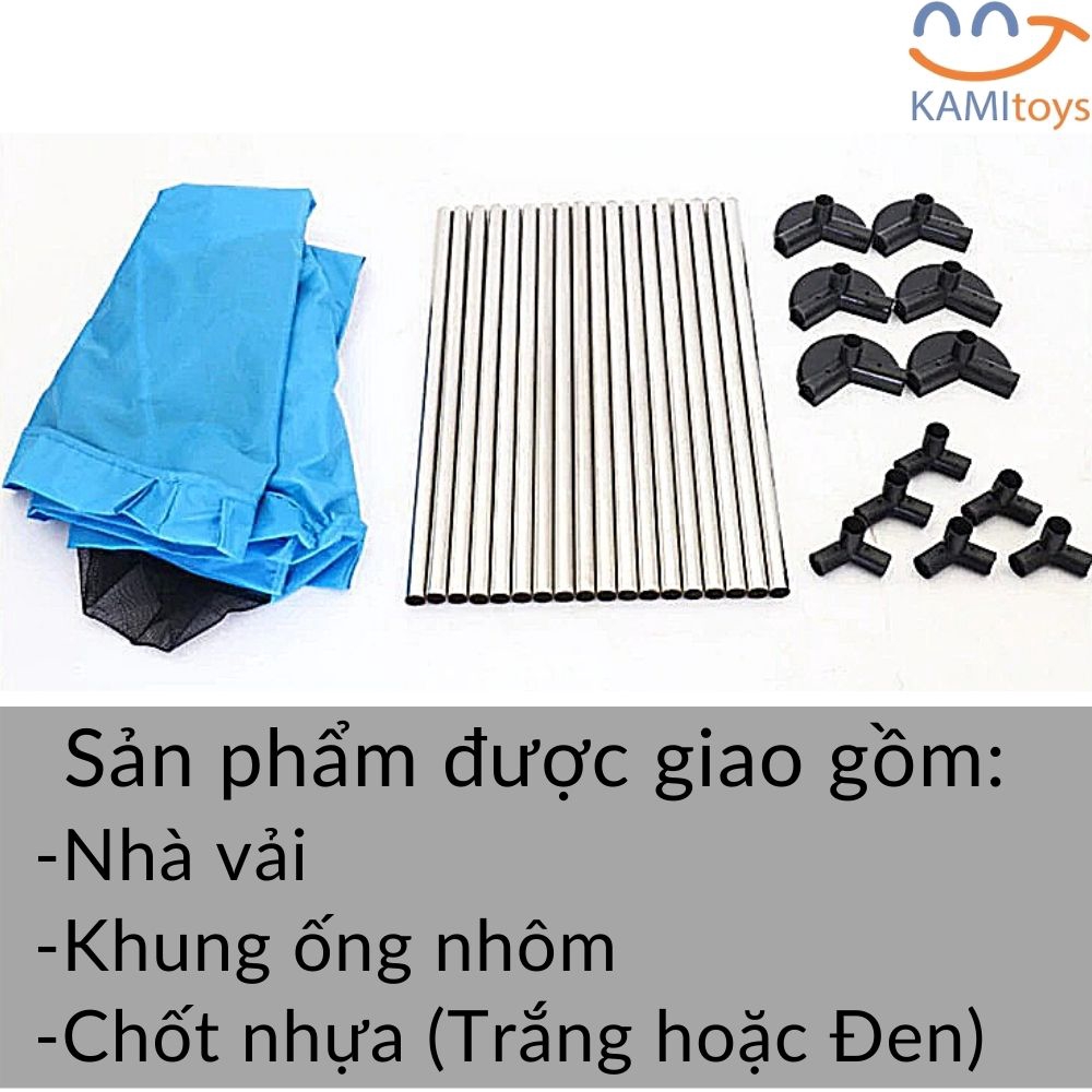 Cũi cho bé hàng đẹp có Cửa lưới ❤️Loại Vải + Khung lắp chắc chắn❤️ kiêm Nhà Quây bóng trẻ em mã 50107