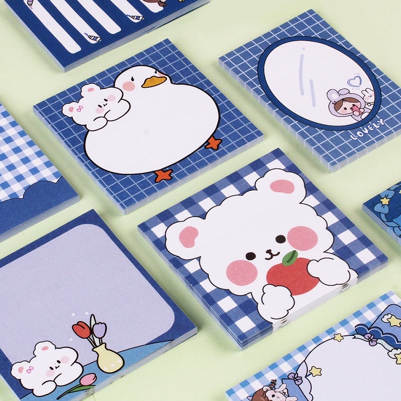 Set 50 tờ giấy ghi chú màu xanh dễ thương