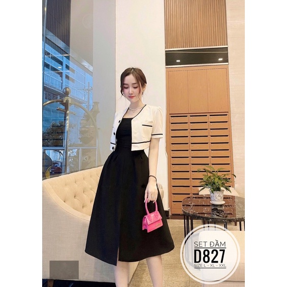 [Mã FAMARAL1 giảm 10K đơn 50K] Bigsize Set đầm kèm áo viền D827 | BigBuy360 - bigbuy360.vn