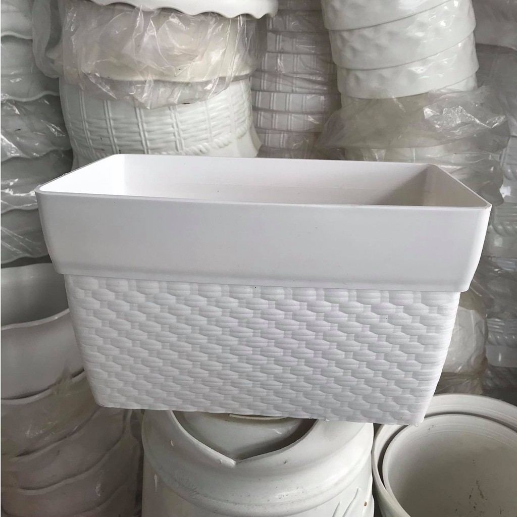 Chậu nhựa đan giả sứ hình chữ nhật siêu xịn đẹp M210