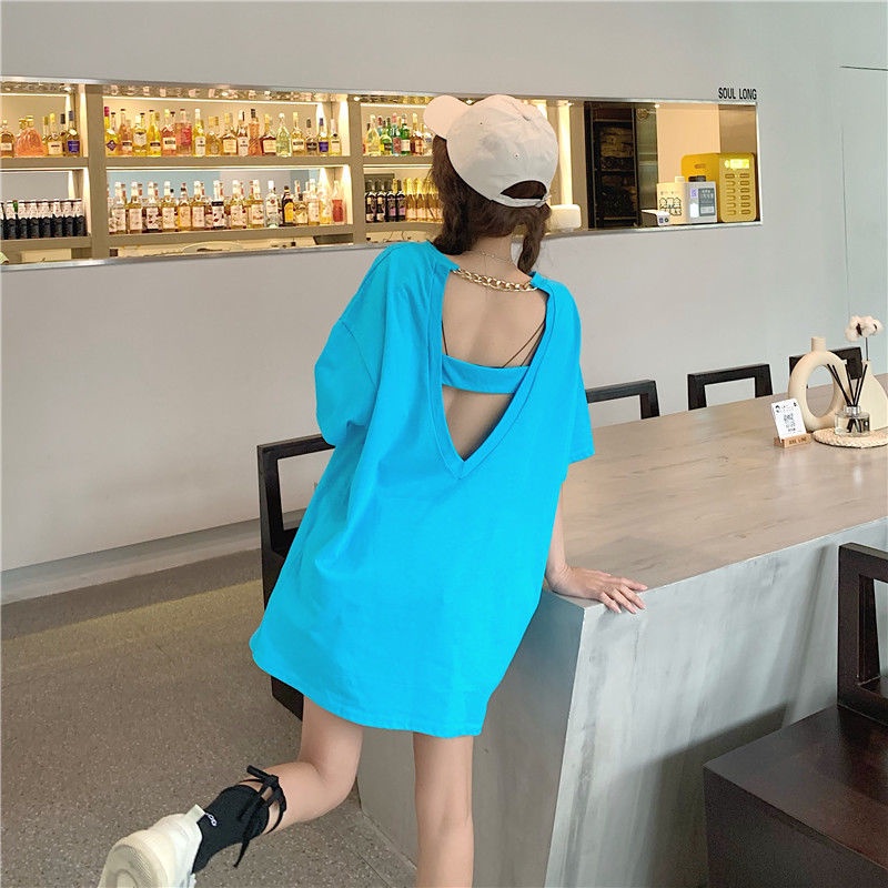 Áo thun COZOKC tay ngắn hở lưng phong cách Hàn Quốc dành cho nữ