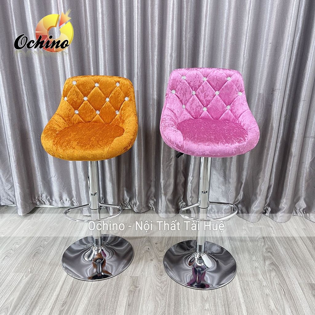 Ghế Quầy Bar, Ghế Quầy Lễ Tân Nỉ Nhung Đính Đá Sang Chảnh ( Ảnh Thật Và Video)