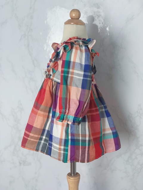 Váy kẻ bèo đáp ren Lennco cho bé gái