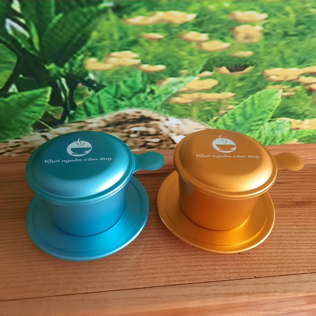 Phin pha cà phê màu xanh dương anode chất lượng cao, sang, bền, phin nhôm pha cafe cao cấp từ Xưởng phin màu ba miền