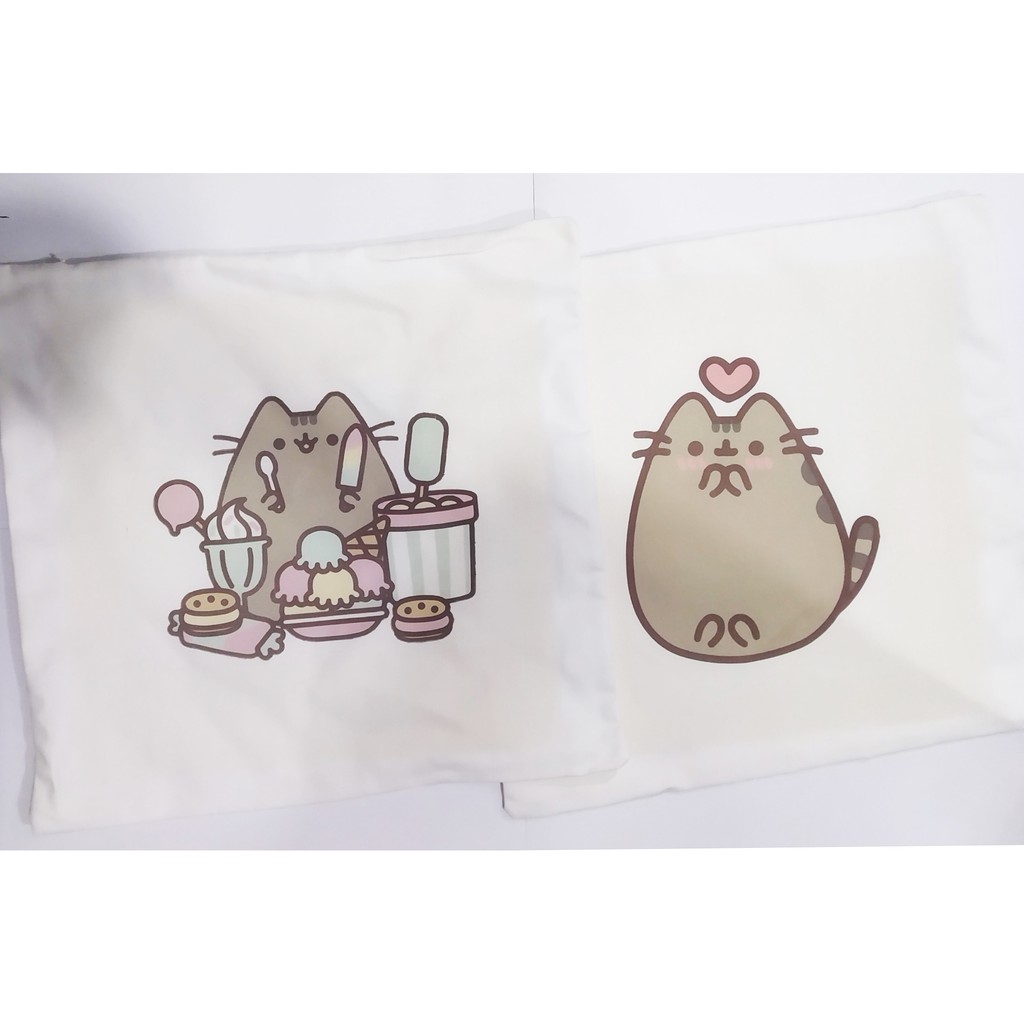 Gối Sofa pusheen VGI9 gối in 2 mặt Gối Tựa lưng Sofa Gối vuông Gối Trang Trí vải canvas 45x45cm