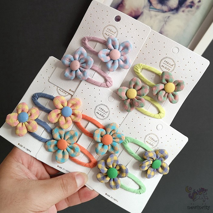 Kẹp Tóc Đính Hoa Vải Phong Cách Hàn Quốc Cho Bé Gái